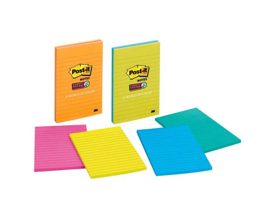 Post-it · 4  x 6  Super Sticky Ruled Notes (3 ct)