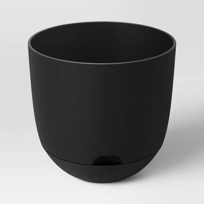 Self-Watering Plastic Indoor Outdoor Planter Pot Black 8"x8" - Room Essentials™: No Assembly Required