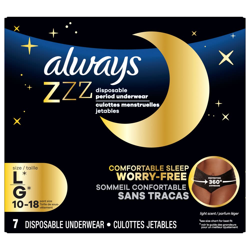Always Disposable Menstrual Pants, L (15.7 oz, 7 ct)