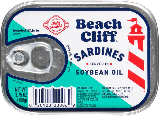Beach Cliff Wild Caught Savory Sardines in Soybean Oil