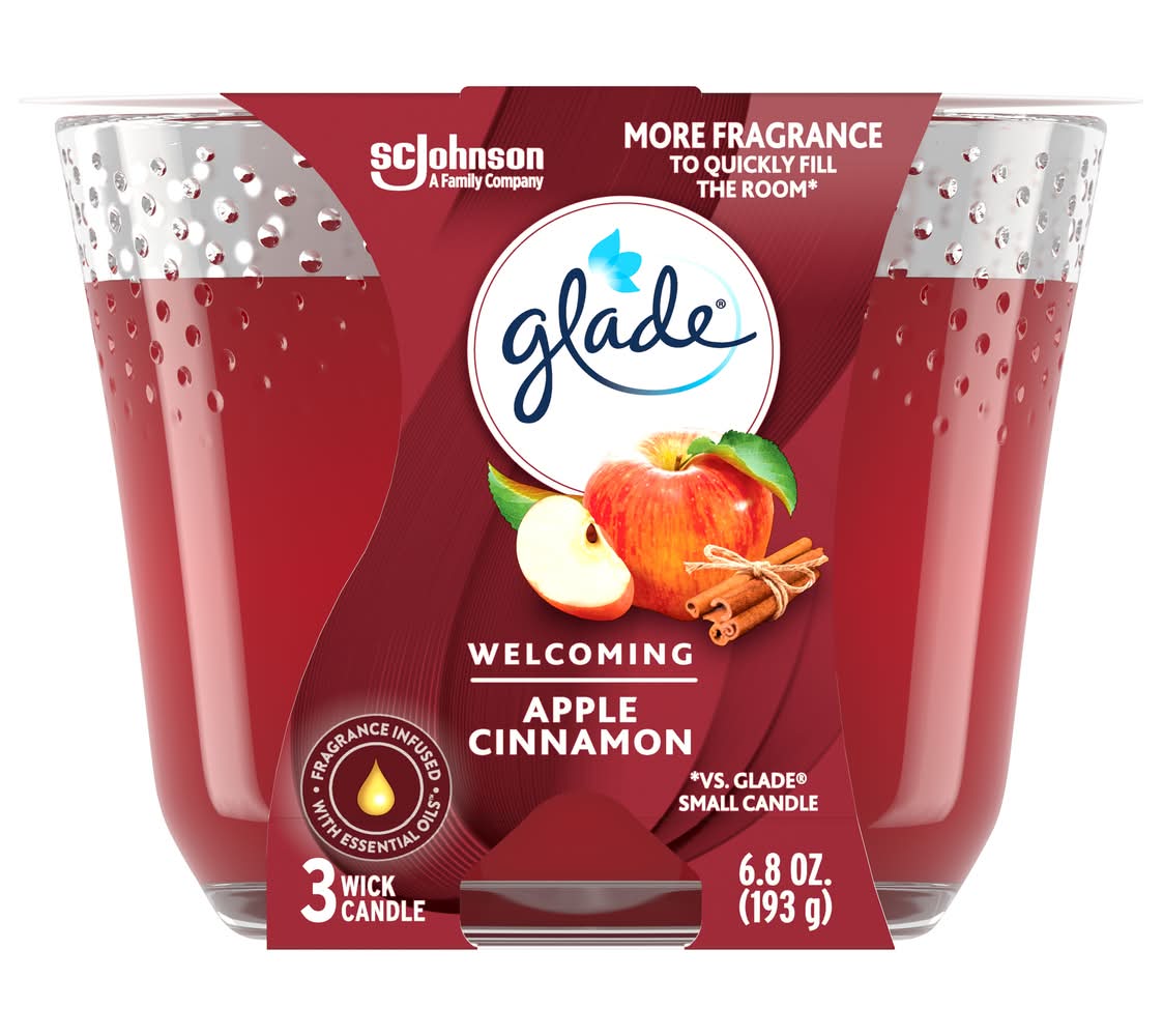 Glade 3 Wick Candle, Apple Cinnamon (6.8 oz)