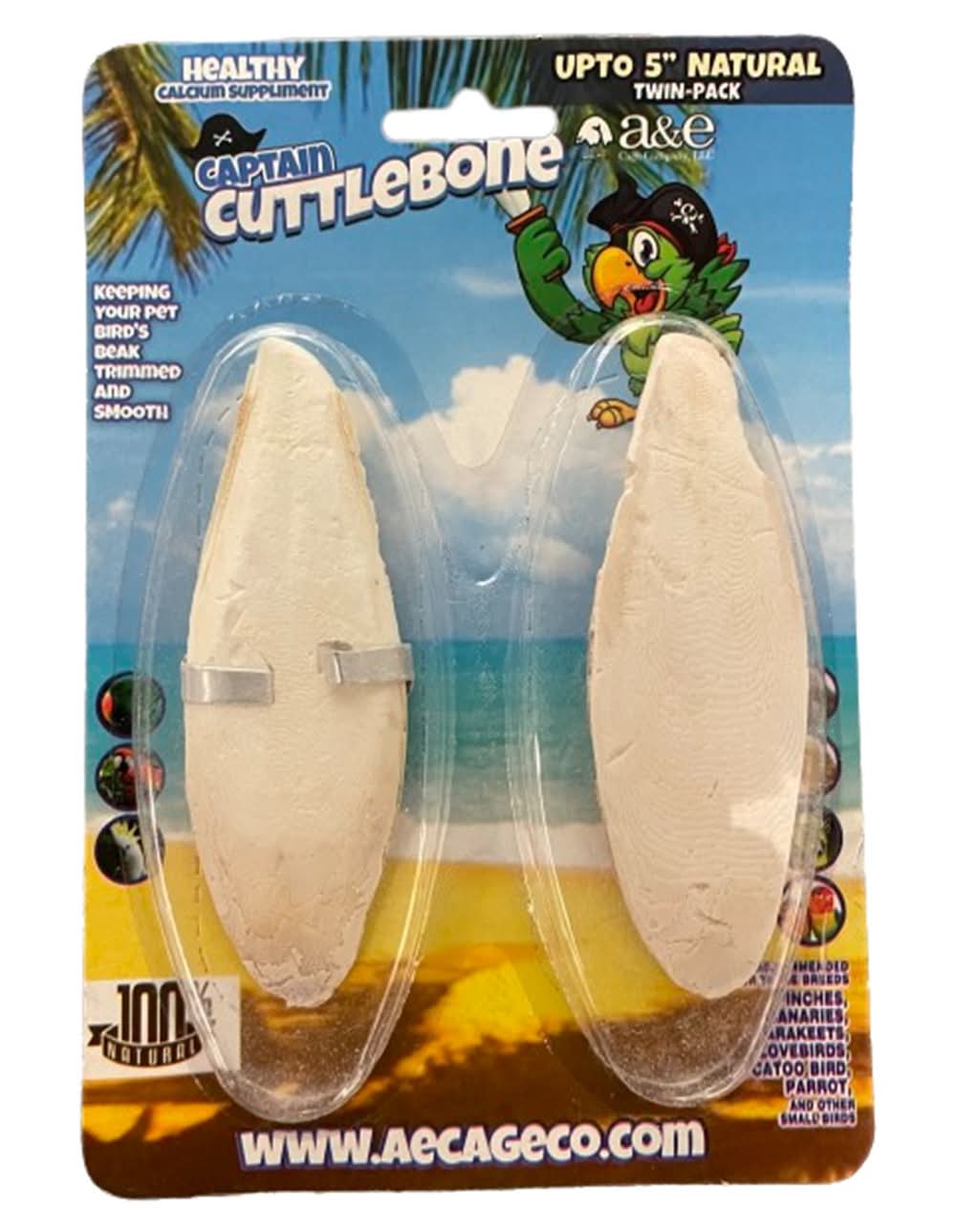 A&E Cage Company Natural 5\" Cuttlebone 2 Pack (Color: Assorted, Size: 2 Count)