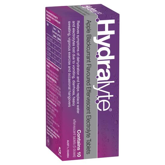 Hydralyte Apple Blackcurrant Effervescent Electrolyte Tablets