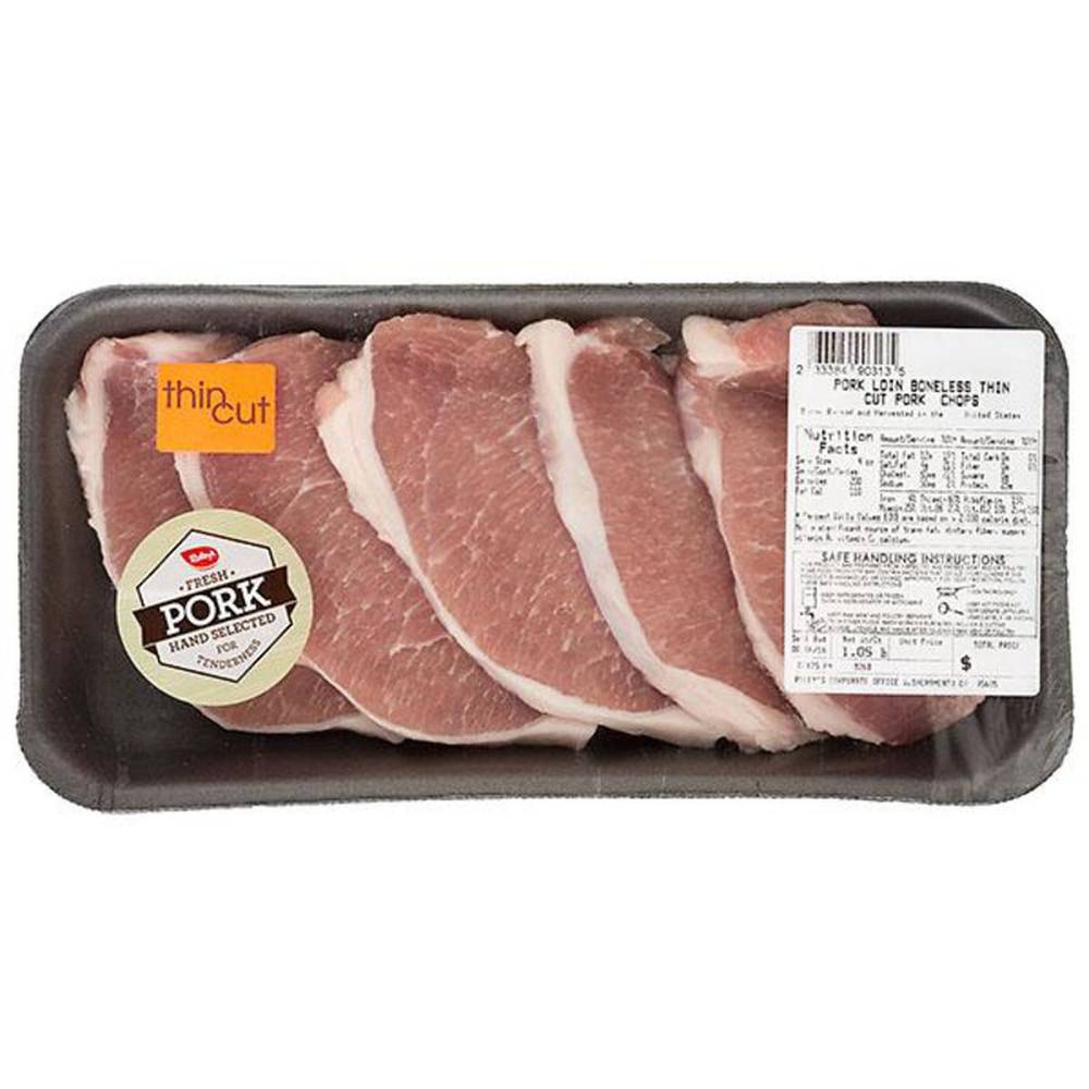 Raley'S Pork Chops, Pork Loin Boneless Chop Thin Cut Per Pound