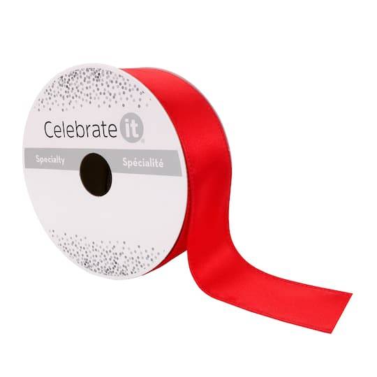 Celebrate It Satin Wired Ribbon, Red