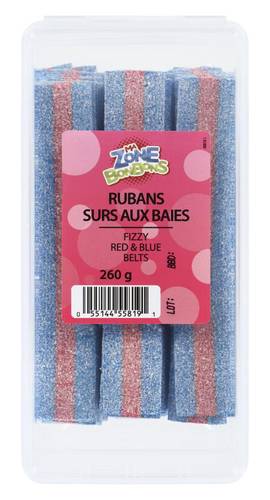 Ma Zone BonBons Candy Fizzy Belts, Red-Blue (260 g)