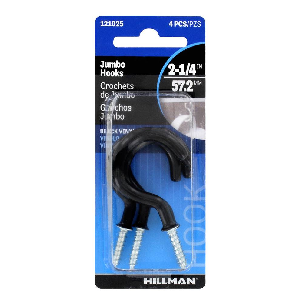 Hillman 2.25-in Black Steel Cup Hook (4-Pack) | 121025