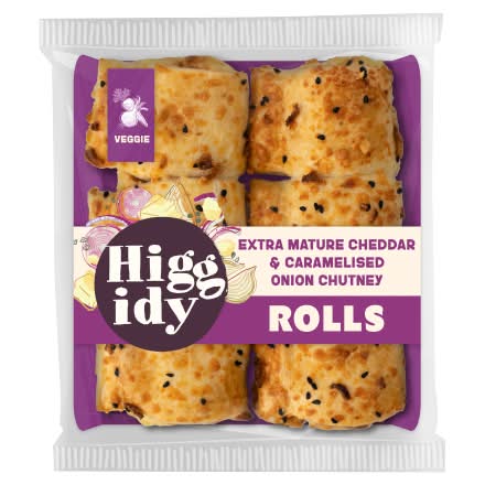 Higgidy Cheddar & Caramelised Onion Chutney, Ready To Eat Veggie Rolls (6 pack)