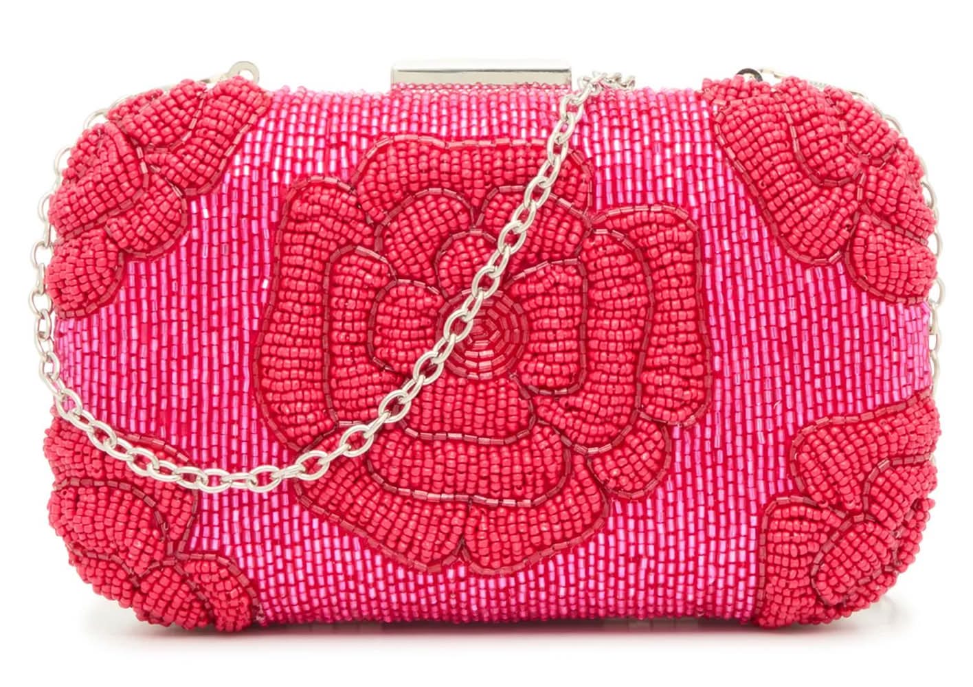 Kelly & Katie Beaded Flower Clutch (Dark Pink One Size)