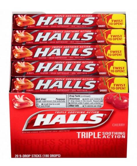Halls - Cherry Cough Drops - 20 ct (20 Units)