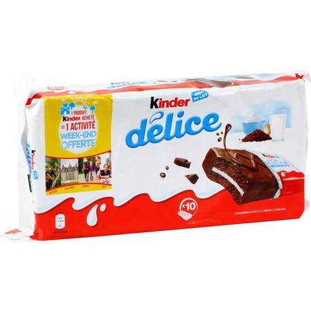 Gâteaux cacao fourré lait KINDER DELICE - la boite de 10 - 390 g