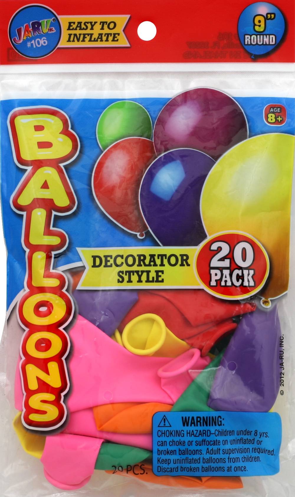JA-RU 9" Round Decorator Style Balloons (1.6 oz)