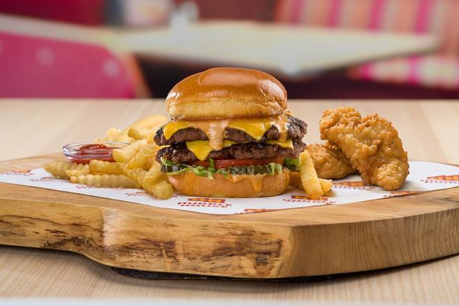 Huddle Smash Burger Deluxe Meal, 2 Chicken Tenders, Crinkle Fries