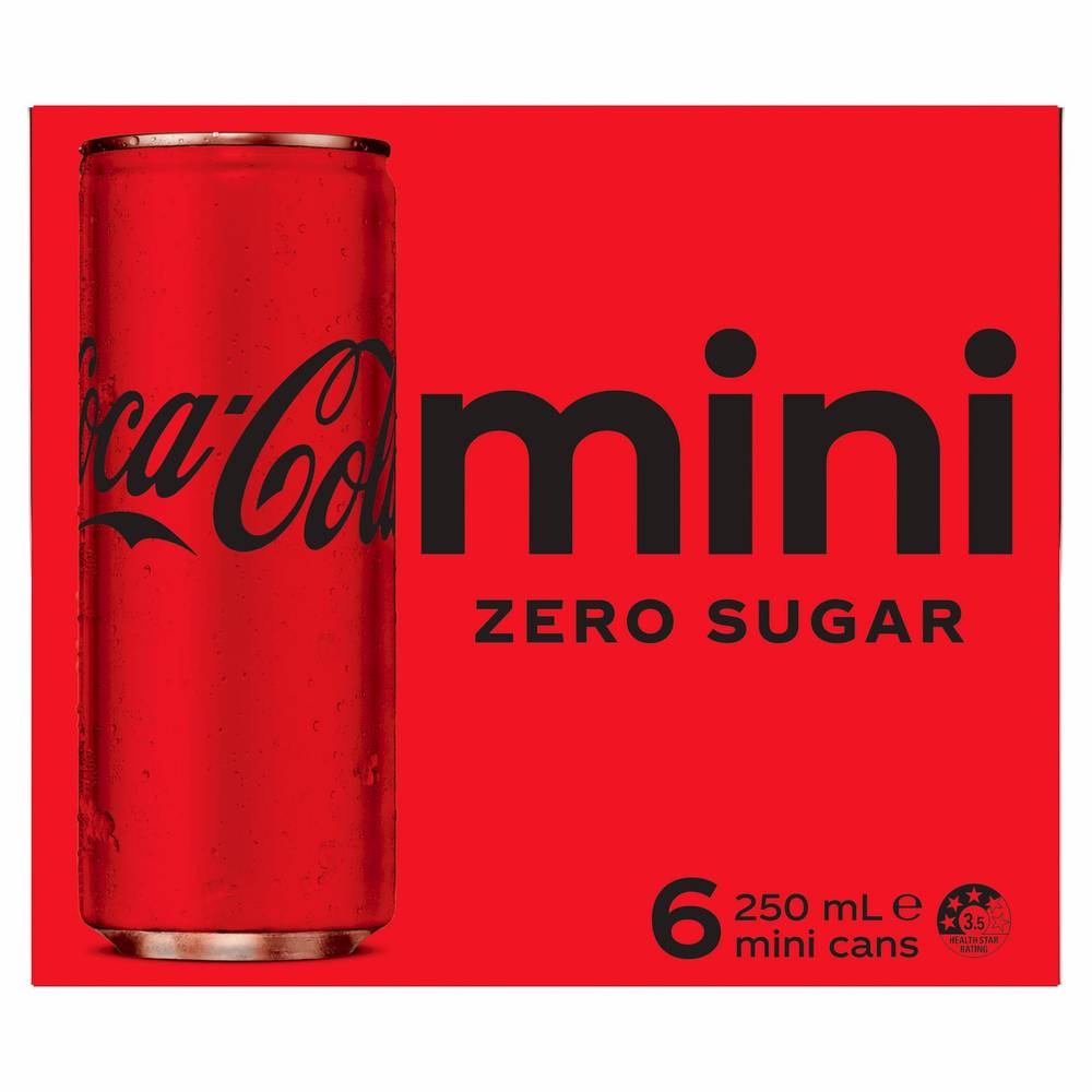 Coca-Cola Mini Zero Sugar Soft Drink (6 x 250mL)