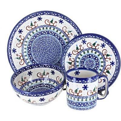 Blue Rose Polish Pottery Noel Nights 4 Piece Place Setting - Service for 1