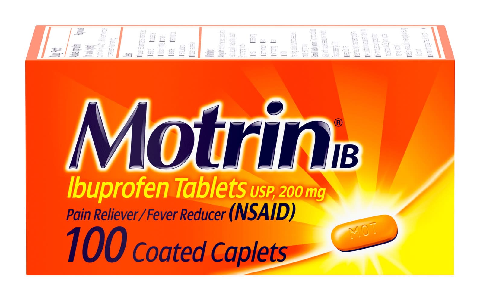 Motrin Ib Ibuprofen Pain Relief & Fever Reducer Coated Caplets (100 ct)