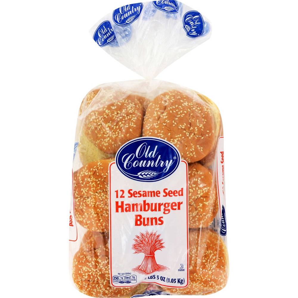 Old Country - Sesame Seed Hamburger Buns - 12 Ct (Case of 1)