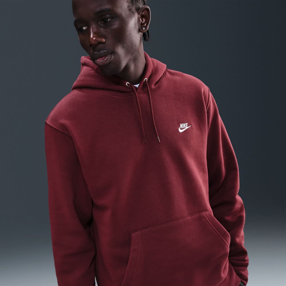 Nike Men's Club Fleece Hoodie (Dark Team Red, M)