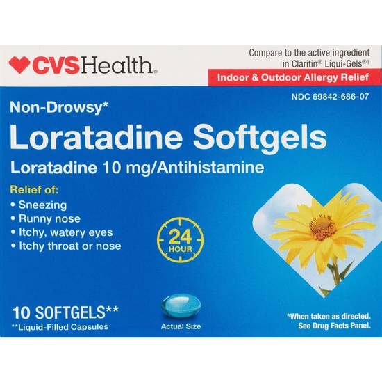 CVS Health 24HR Non Drowsy Loratadine Softgels, 10 CT