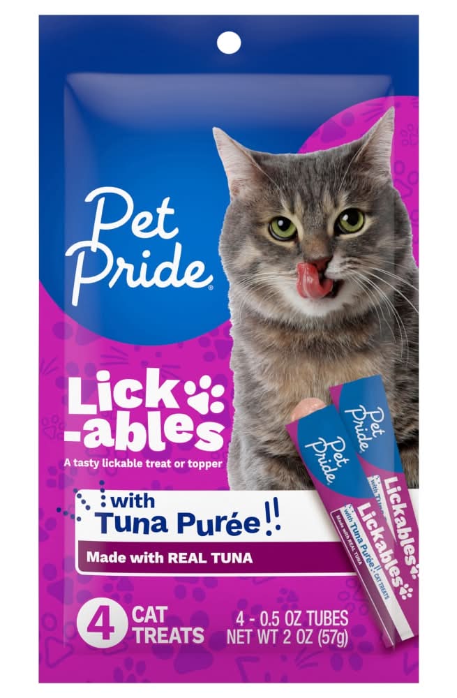 Pet Pride Lick-Ables Cat Food Topper & Treat, Tuna Puree (4 x 0.5 oz)