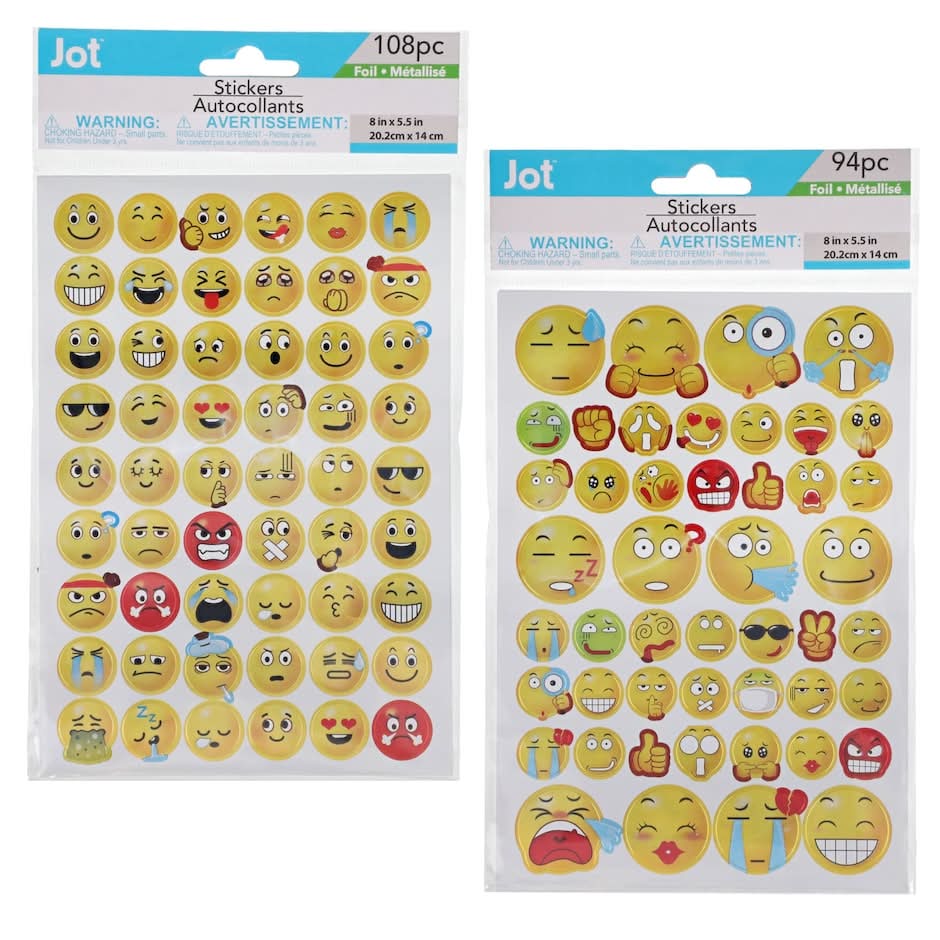Jot Emoticon Paper Stickers, Assorted Between 108-pc And 94-pc Packs.