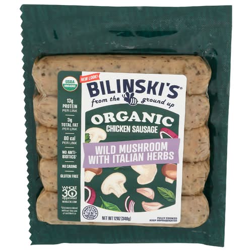Bilinski's Organic Wild Mushrooms With Italian Herbs Chicken Sausage