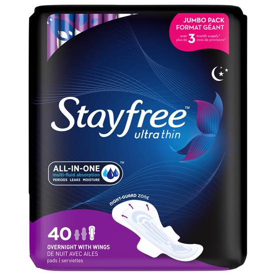 Stayfree Ultra Thin Overnight Pads With Wings (40 ct)