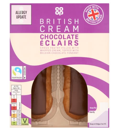 Co-op British Cream Chocolate Eclairs (2 pack)