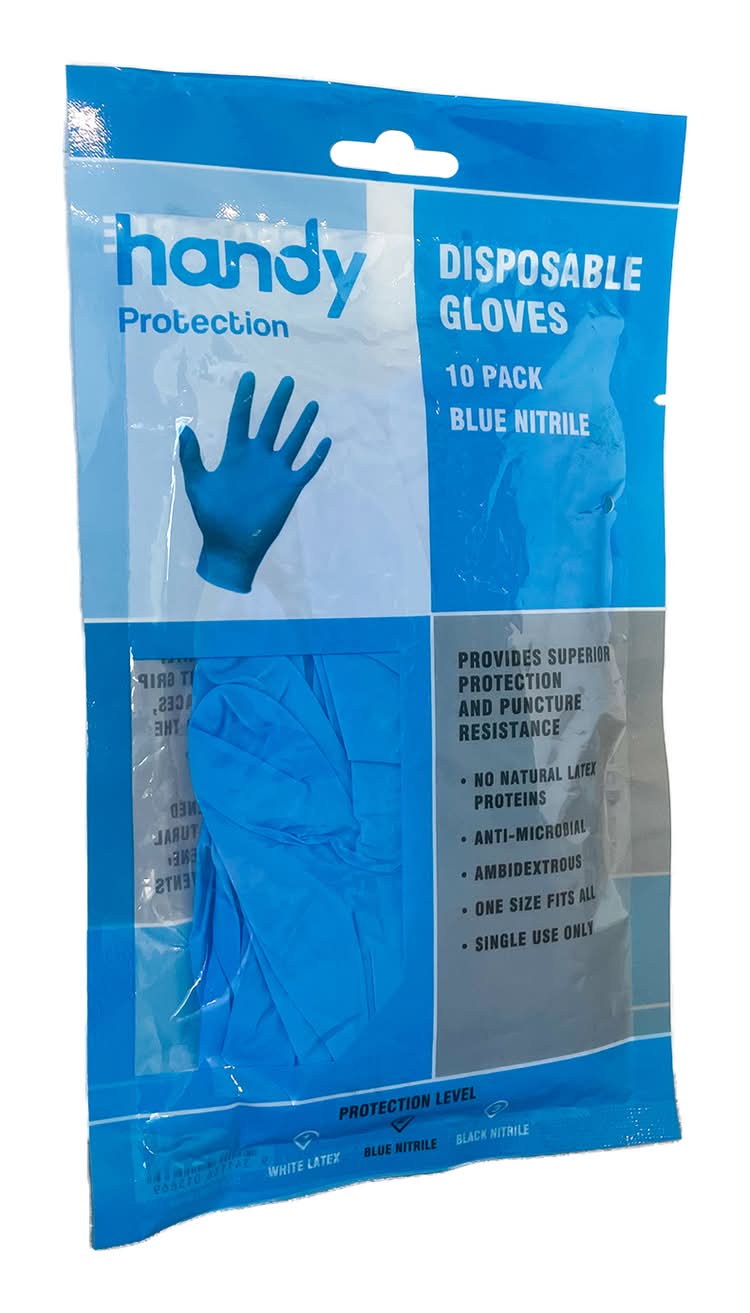 HANDY Blue Protection Nitrile Disposable Gloves - 10 Pack