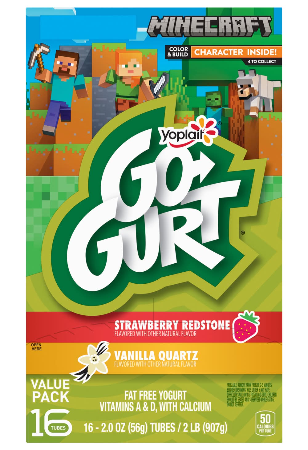 Go-Gurt Yogurt Tubes Value pack, Strawberry Redstone-Vanilla Quartz (2 lbs, 16 ct)