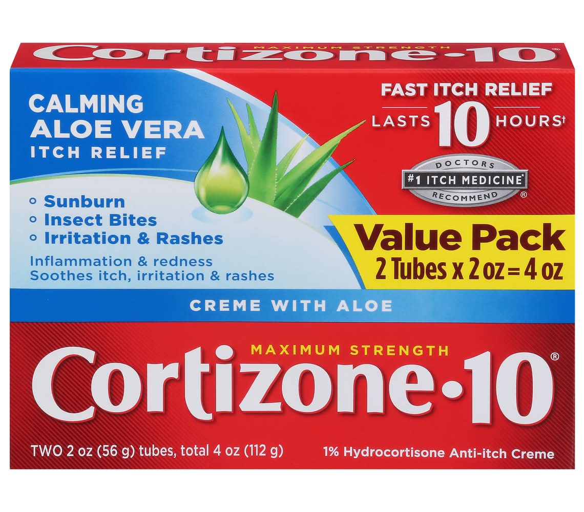 Cortizone-10 Calming Aloe Vera Fast Itch Relief Creme (2 x 2 oz)