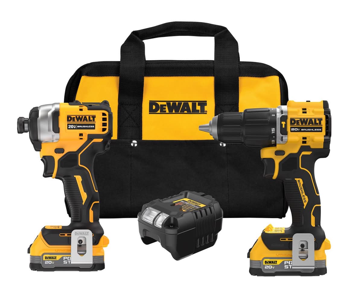 Dewalt 20V Max Atomic Cordless Brushless 2 Tool Compact Hammer Drill And Impact Driver Kit