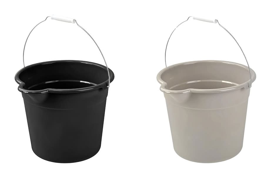 Plastic Buckets With Handles 9 Qt, Gray