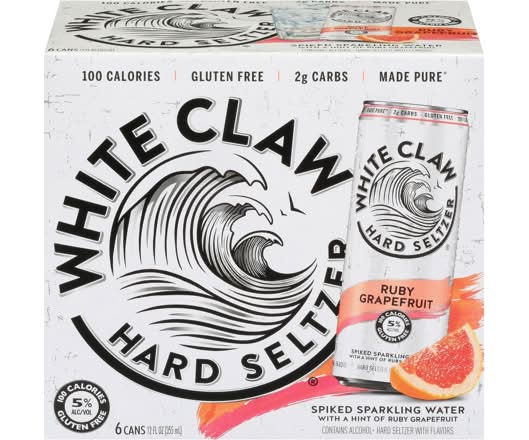 White Claw Hard Seltzer Ruby Grapefruit 6 Pack 12oz Cans