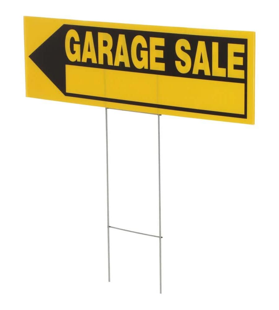 Everbilt 6 In. X 24 In. Corrugated Plastic Garage Sale Yard Sign And Holder