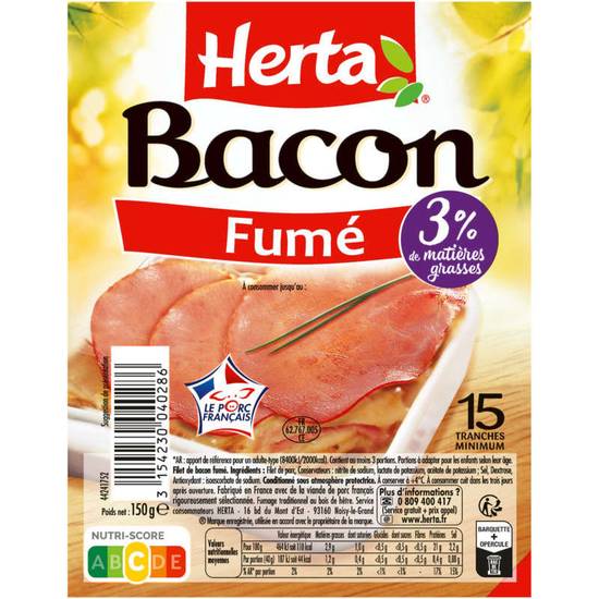 Bacon - Fumé - 15  tranches