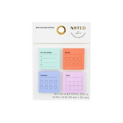 Post-It Noted Mini Square Notes, 1.4 In * 1.4 In, Assorted (4 ct)