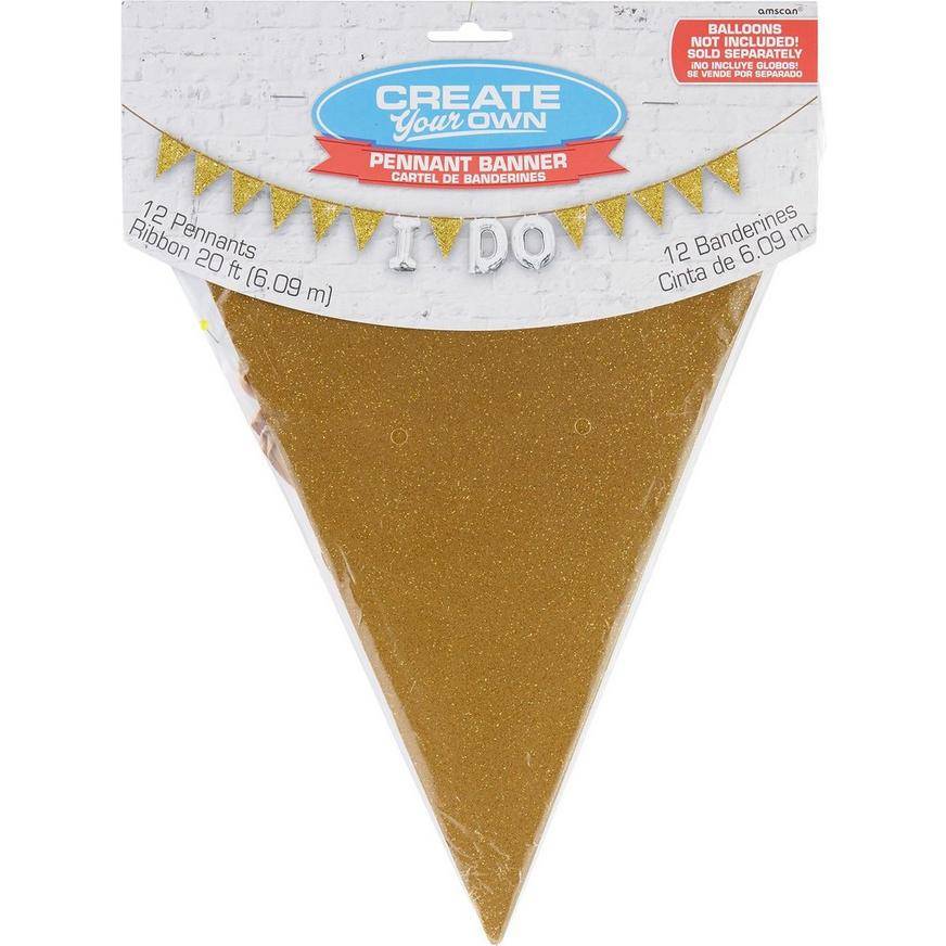Amscan Create Your Own Glitter Pennant Banner (unisex/gold)