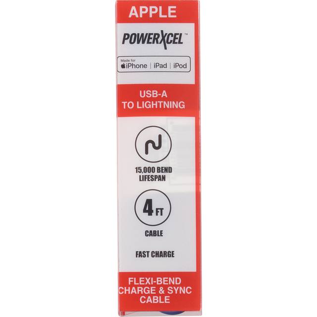 PowerXcel Apple Lightning Charge & Sync Cable, 4Ft