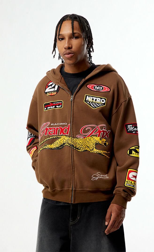 Men's Grand Prix Full Zip Hoodie Brown M