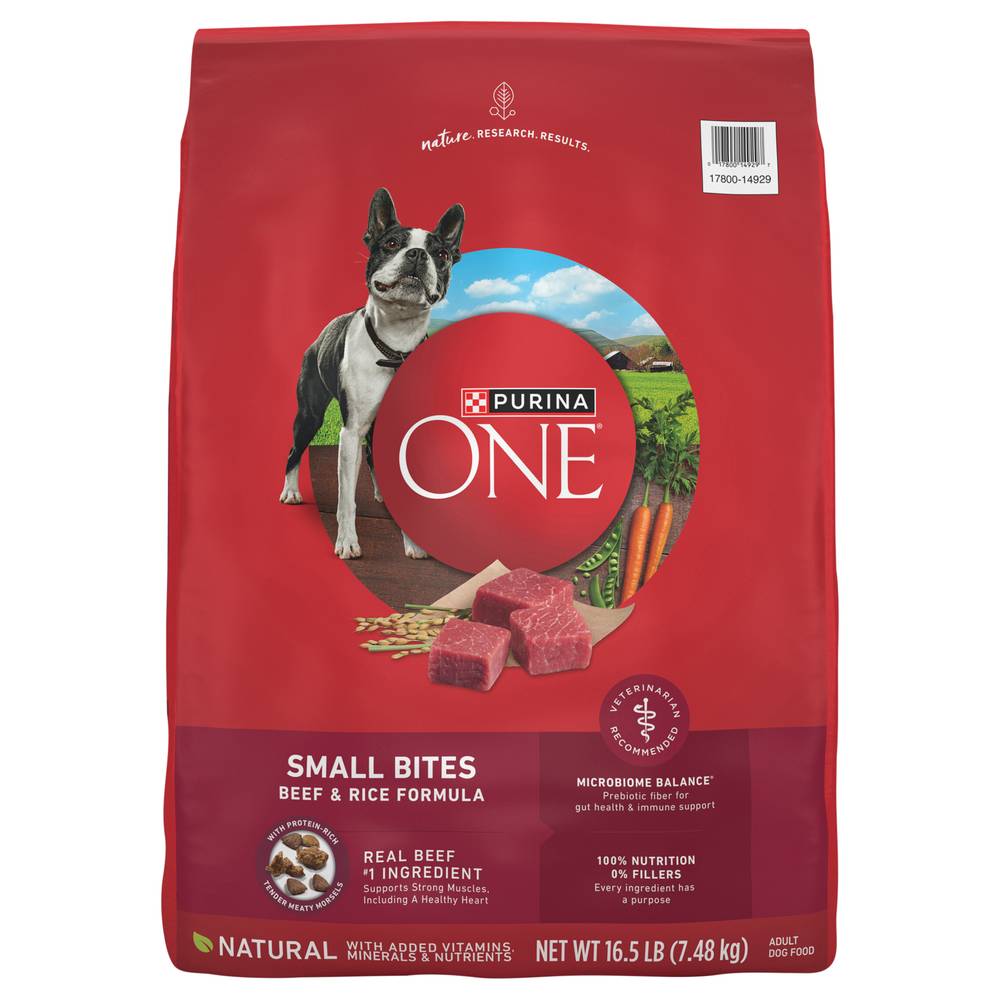 Purina One Smartblend Small Bites Beef & Rice Formula Adult Premium Dry Dog Food (16.5 lbs)