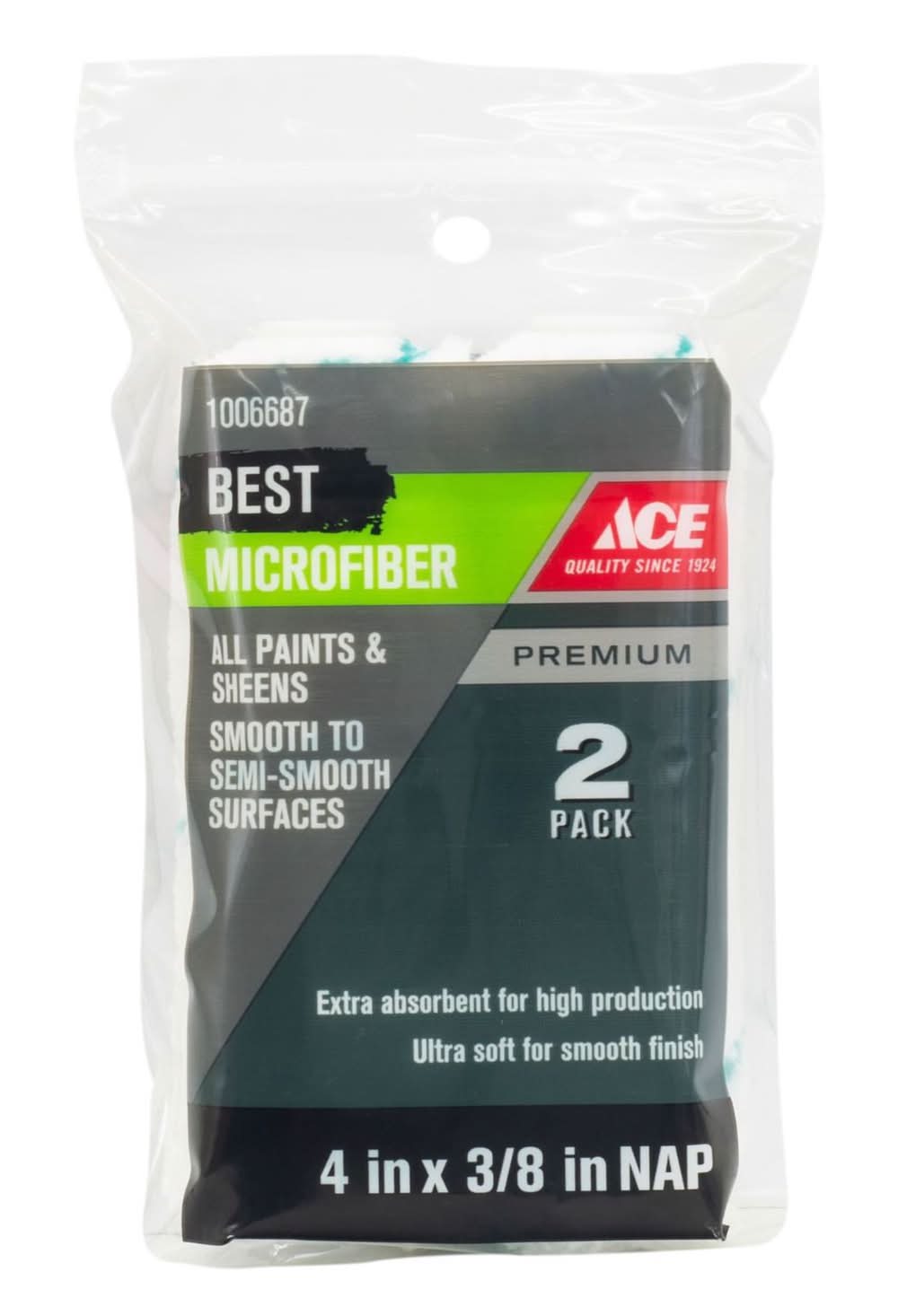 ACE Best Microfiber 4 In. W X 3/8 In. Mini Paint Roller Cover 2 Pk