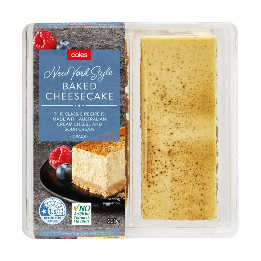 Coles New York Style Baked Cheesecake Slice (220g, 2 pack)