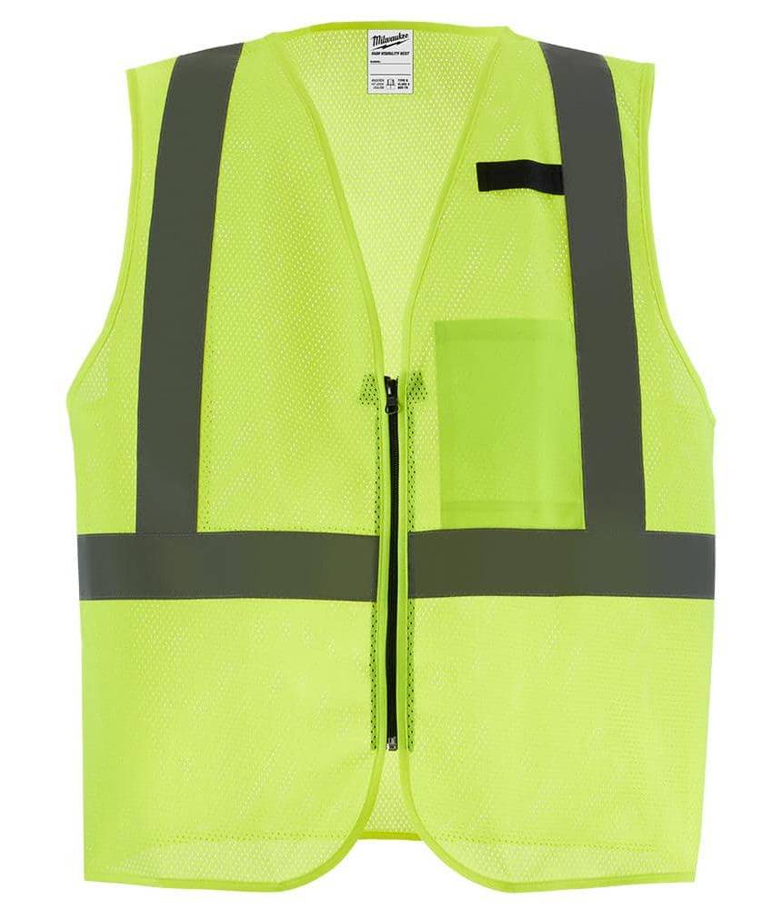 Milwaukee Class 2 High Visibility Mesh Safety Vest With 1 Pocket, Large-X Large, Yellow
