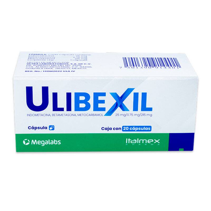 Italmex ulibexil cápsulas 25 mg/ 0.75 mg/ 215 mg (20 un)