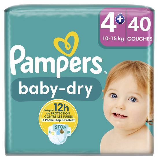 Pampers - Baby dry couches pour bébé 10 kg à 15 kg (taille 4+)