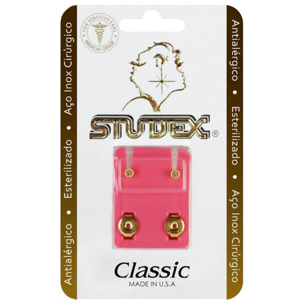 Studex brinco antialérgico classic estrela cristal médio dourado (1 par)