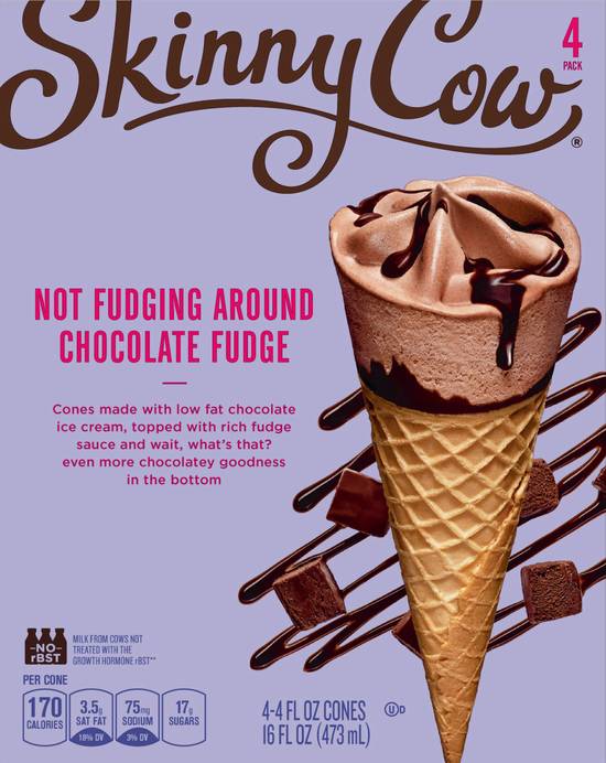 Skinny Cow Not Fudging Around Chocolate Fudg Ice Cream Cones (4 ct)