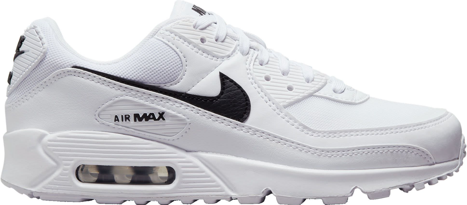Nike Women's Air Max 90 Shoes (Wht/Blk/Wht, 7.0)