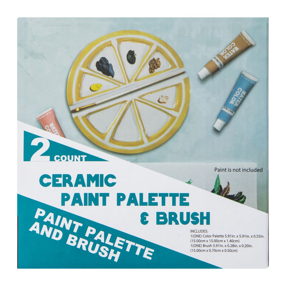 Fruit Slices Ceramic Paint Palette & Brush 5.91in Lemon